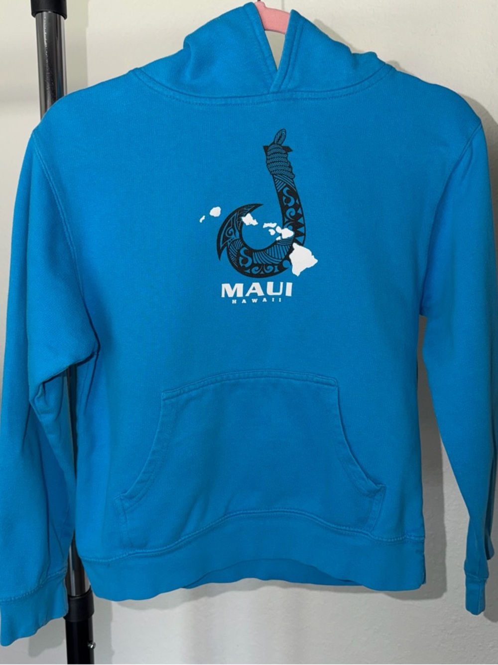 Maui Graphic Blue Hooded Sweatshirt Kids Hoodie Size Large